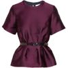 3.1 Phillip Lim Belted Satin Twill Peplum Top in Purple (berry) - Lyst