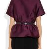 3.1 Phillip Lim Belted Satin Twill Peplum Top in Purple (berry) - Lyst