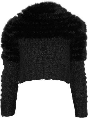 Alberta Ferretti Rabbit and Chunky Knit Jacket - Lyst