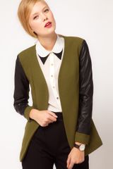 Asos Blazer with Leather Look Sleeves