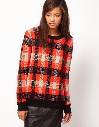 Asos Check Knit Sweatshirt - Lyst