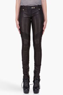 Balmain Black Leather Biker Leggings - Lyst