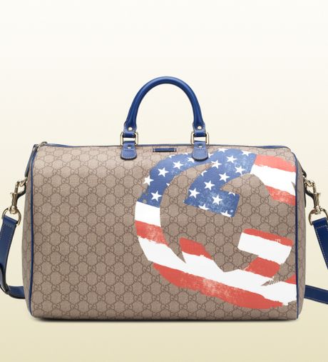 Gucci Usa Gg Flag Collection Duffle Bag in Gray for Men (beige) | Lyst