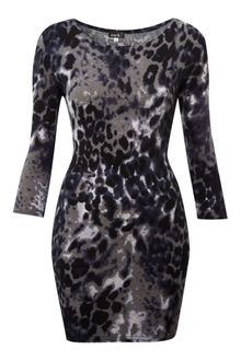 John Zack Long Sleeve Animal Print Dress - Lyst