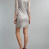 John Zack Long Sleeve Metallic Lace Dress in Gray (silver) - Lyst