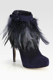 Nicholas Kirkwood Suede Feather Trimmed Platform Ankle Boots - Lyst
