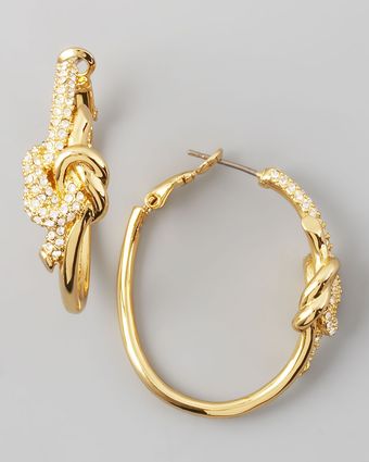 Rachel Zoe Pave Love Knot Hoop Earrings - Lyst