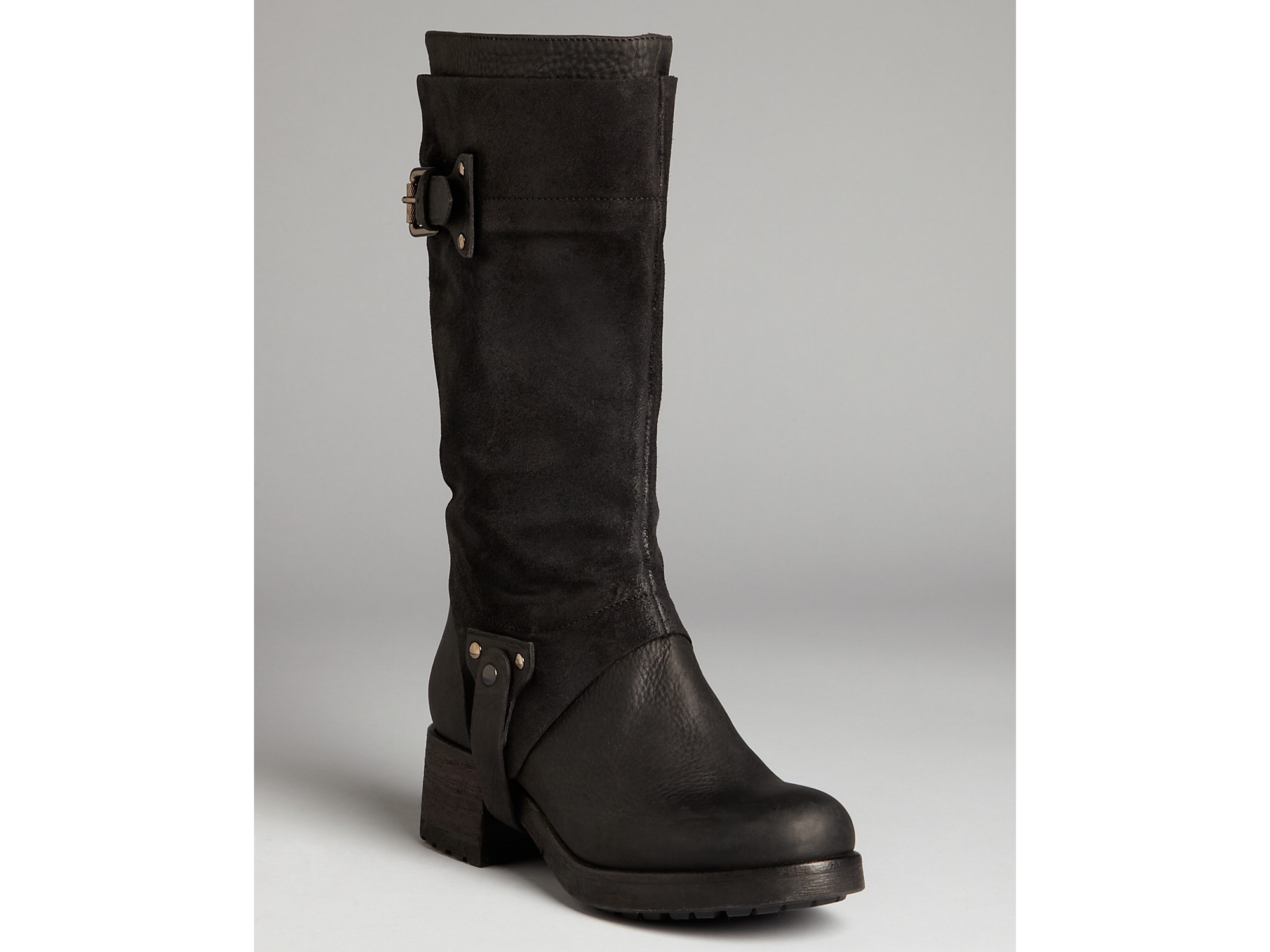 Vera Wang Lavender Flat Riding Boots Essie in Black (black leather) Lyst