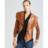 Bcbgmaxazria Ana Raw Edge Leather Jacket  in Brown (ginger) - Lyst