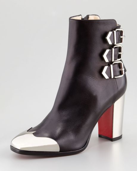 Christian Louboutin Chelita Metalwingtip Ankle Boot in Black (black silver) - Lyst