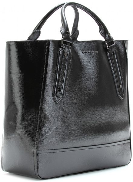 Burberry Large Leather Tote in Black | Lyst