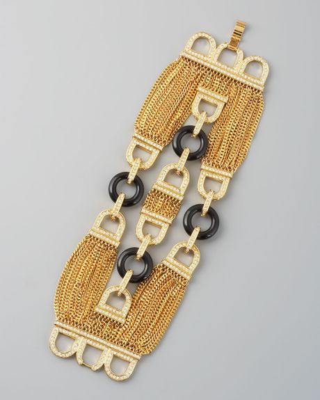 Rachel Zoe ThreeRow Chain Bracelet in Gold - Lyst