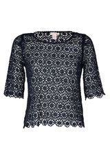 Collette By Collette Dinnigan Ink Unlined Cotton Lace-crochet Top