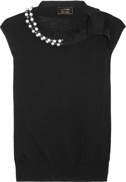Lanvin Embellished Wool Top in Black - Lyst