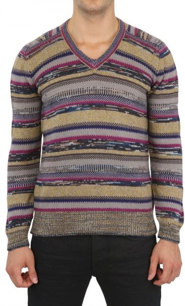 Missoni Vneck Sweater in Multicolor for Men (multi) - Lyst