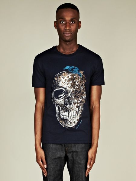 Alexander Mcqueen Alexander Mcqueen Mens Ivy Skull T Shirt in Blue for Men (navy) - Lyst