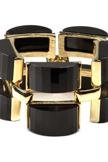 Anne Klein Gold Tone Jet Stone Drama Flex Bracelet - Lyst