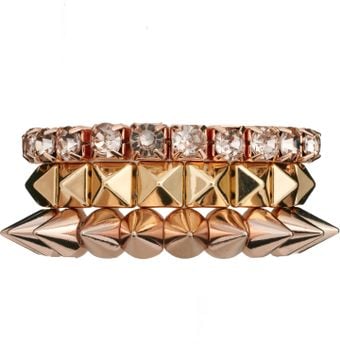 Asos Pyramid Spike Stone Bracelet Pack - Lyst