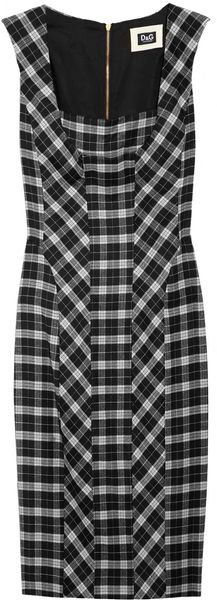 D&G Checked Wool Blend Dress - Lyst