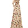 D&g Ruched Floral Print Silk Chiffon Gown in Floral (nude) - Lyst