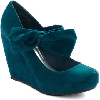 ModCloth Rules Of The Bowed Wedge in Teal - Lyst