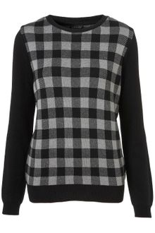 Topshop Knitted Check Jacquard Jumper - Lyst