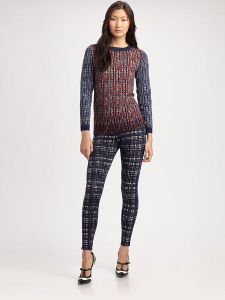 Tory Burch Hutton Crewneck Sweater in Blue (cinnamon) - Lyst