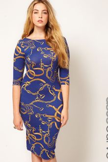 Asos Curve Bodycon Dress in Chain Print - Lyst