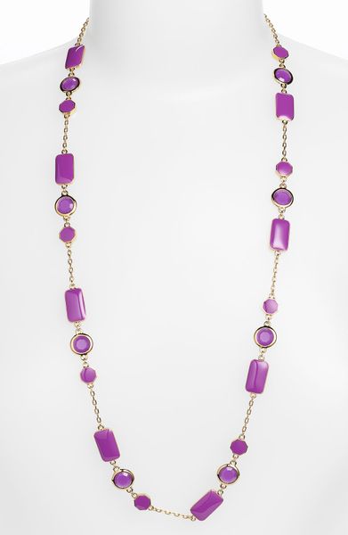 Kate Spade Pop Palette Long Station Necklace in Purple (african violet/ gold) - Lyst
