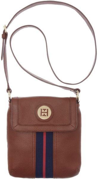 Tommy Hilfiger Pebble Leather Logo Crossbody Bag in Brown (cognac)