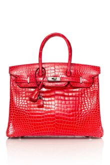 Vintage Hermès From Heritage Auctions Vintage 35cm Bougainvillea Shiny Porosus Crocodile Birkin - Lyst