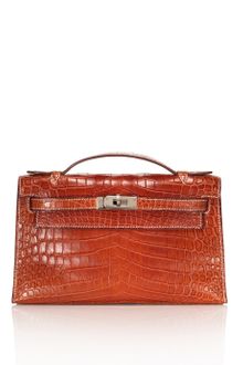 Vintage Hermès From Heritage Auctions Vintage 21cm Fauve Matte Nilo Crocodile Kelly Pochette - Lyst