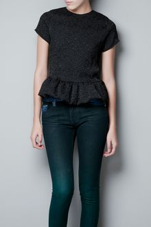 Zara Brocade Peplum Top - Lyst
