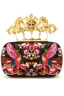 Alexander McQueen Embroidered Satin Box Clutch - Lyst