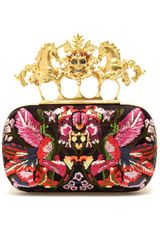 Alexander McQueen Embroidered Satin Box Clutch