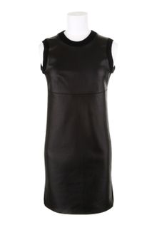 Alexander Wang Sleeveless Dress in Brushed Black Leather with Merino Wool and Acrylic Blend Back Panel - Lyst