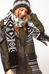 Asos Monochrome Aztec Fringed Scarf