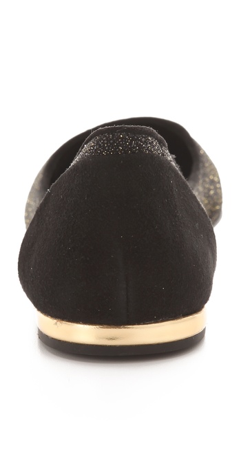 black flats with gold heel