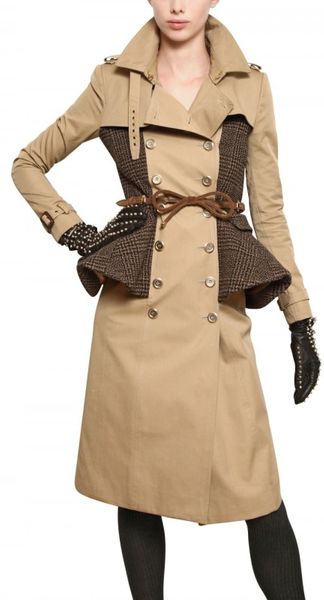 Burberry Prorsum Tweed Cotton Gabardine Trench Coat - Lyst