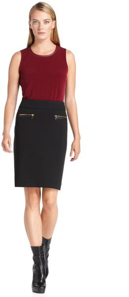 Calvin Klein Zippered Ponte Pencil - Lyst