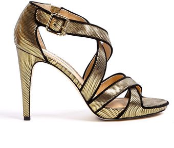 Diane Von Furstenberg Jodi Metallic Printed Leather High Sandals - Lyst