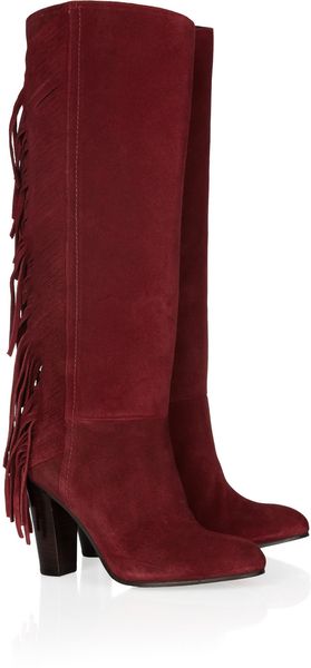 Diane Von Furstenberg Penn Fringed Suede Boots - Lyst