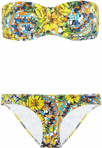 Dolce & Gabbana Printed Underwired Bandeau Bikini in Multicolor (multicolored) - Lyst