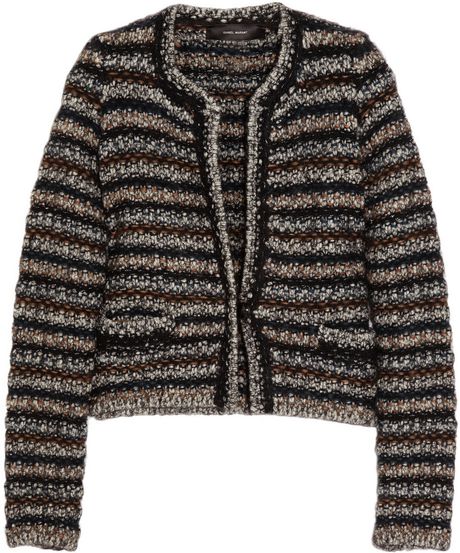 Isabel Marant Barte Striped Knitted Cardigan in Gray (multi) - Lyst