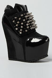 Jeffrey Campbell The Spiked Dramo Shoe in Black Suede and Silver Exclusive - Lyst