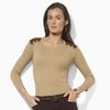 Lauren By Ralph Lauren Fauxsuede Trimmed Crewneck in Beige (harvest camel) - Lyst