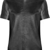 Maje Metallic Leather and Stretchcotton Top in Gray (graphite) - Lyst