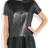 Maje Metallic Leather and Stretchcotton Top in Gray (graphite) - Lyst