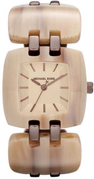 Michael Kors Womens Chip Sand Acetate and Espresso Tone Stainless Steel Link Bracelet 34mm - Lyst