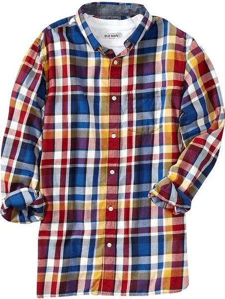 Old Navy Plaid Twill Regular Fit Shirt in Yellow for Men (yellow multi ...